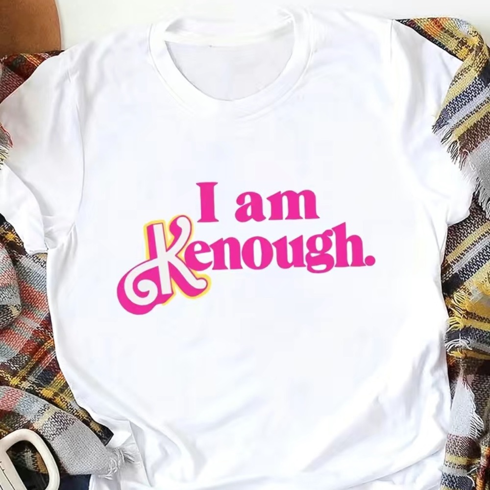 I Am Kenough Barbie Movie White & Pink Oversized T-Shirt Size XS